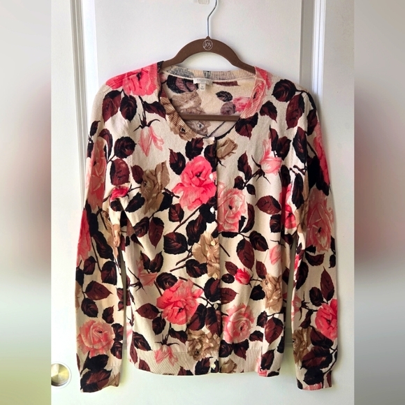 Talbots Womans Long Sleeve Button Down Floral Cardigan - Picture 1 of 3
